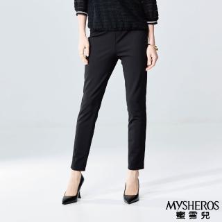 【MYSHEROS 蜜雪兒】休閒長褲 伸縮鬆緊腰頭 透氣微彈設計(黑)