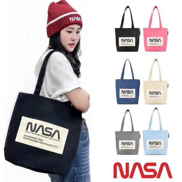 【NASA SPACE】雙11限定！買一送一。買包送品牌傘/帽任選│經典厚磅棉質LOGO帆布袋-NA20003(6色可選)