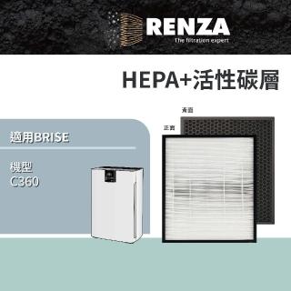 【RENZA】適用BRISE C360 AI智慧空氣清淨機(2合1HEPA+活性碳濾網 濾芯)