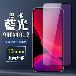 IPhone13 MINI 9H滿版玻璃鋼化膜黑框藍光手機保護貼玻璃貼(13MINI保護貼13MINI鋼化膜)