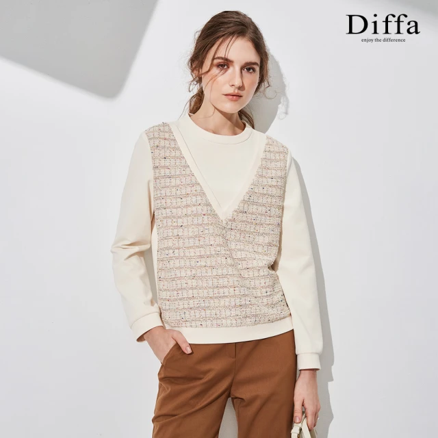 Diffa 時尚美型荷葉領針織衫-女優惠推薦