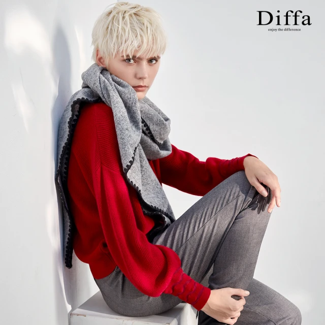 Diffa 美型打褶剪裁設計寬襬長褲-女好評推薦