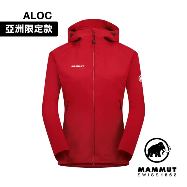 【Mammut 長毛象】Macun 2.0 SO Hooded Jacket AF W 日系防潑水軟殼連帽外套 緋紅 女款 #1011-00802