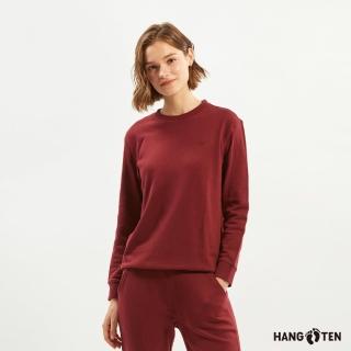 【Hang Ten】女裝-經典素面長袖休閒運動套裝(深紅)