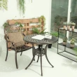 【YU Living 信歐傢居】北歐復古風鋁製花園圓桌 寬78CM(鋁灰色/鑄鋁戶外休閒桌)