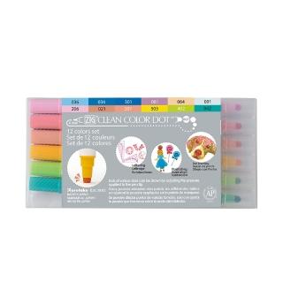【Kuretake 吳竹】ZIG Clean Color Dot 點點筆 一般色 十二色組