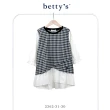 【betty’s 貝蒂思】格紋拼接七分袖圓領上衣(白色)