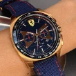 【Ferrari 法拉利】FERRARI手錶型號FE00074(寶藍色錶面玫瑰金錶殼寶藍真皮皮革錶帶款)