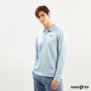 【Hang Ten】男裝-恆溫多功能-吸濕快乾長袖POLO衫(深花紗藍)