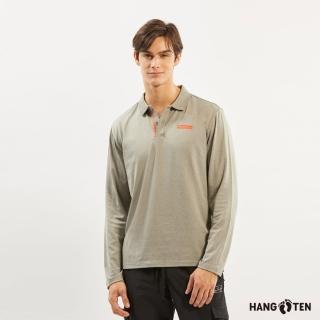 【Hang Ten】男裝-恆溫多功能-吸濕快乾長袖POLO衫(深灰綠)