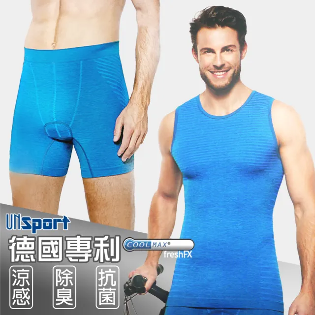 【Un-Sport 高機能】出清品 德國除臭抗菌COOLMAX自行車軟墊騎行背心(涼感內著)