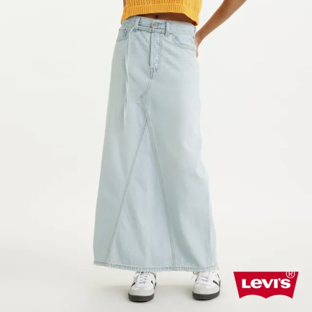 【LEVIS 官方旗艦】女款 中腰牛仔長裙 / 精緻工藝 / 淺藍色 / 有機棉 人氣新品 A4689-0000