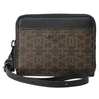 【BALLY】BIVYON 新版LOGO烙印頸掛斜背信用卡名片零錢包(深咖)