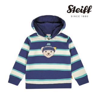 【STEIFF】熊頭童裝 連帽條紋長袖T 內刷毛(長袖上衣)