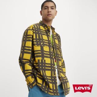 【LEVIS 官方旗艦】滑板系列 男款 街頭寬鬆版長袖條格紋襯衫 / 復古黃 熱賣單品 A0953-0009