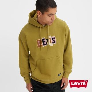 【LEVIS 官方旗艦】滑板系列 男款 寬鬆版超重磅口袋帽T / 拼接布章Logo / 蘚苔綠 熱賣單品 A1008-0006