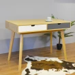【YU Living 信歐傢居】北歐風雙抽書桌 二抽書桌(寬90cm/木紋+白+灰色)