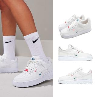 【NIKE 耐吉】休閒鞋 W Air Force 1 07 女鞋 男鞋 白 紅 ESS 小勾 彩色立體小勾 AF1(CT1989-101)