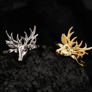 【Jpqueen】華麗聖誕馴鹿立體設計彈性開口戒指(2色可選)