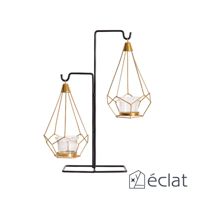 【Eclat】極致點綴多功能吊掛金屬工藝盆栽燭台拖架(高低雙掛)