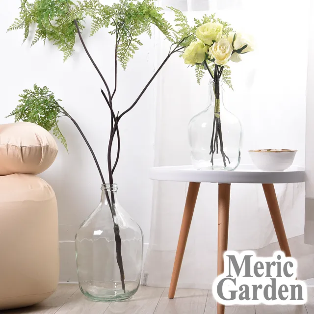 【Meric Garden】北歐簡約清新細口大肚裝飾透明玻璃花瓶/水培花器_S