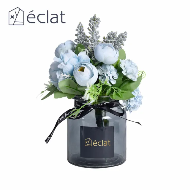 【Eclat】匠心花藝黑瓶玻璃工藝擺飾仿真盆栽(3款一組)