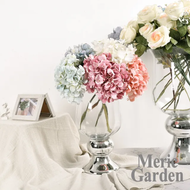 【Meric Garden】法式輕奢羅馬高腳鍍銀裝飾玻璃花瓶_L