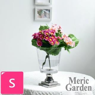 【Meric Garden】北歐輕奢羅馬高腳鍍銀裝飾玻璃花瓶_S