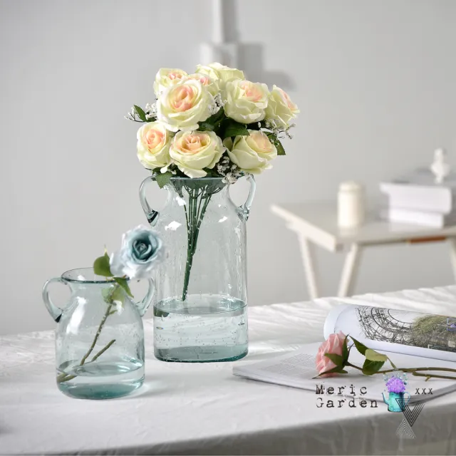 【Meric Garden】北歐時尚創意雙耳氣泡玻璃花瓶/裝飾花器_L