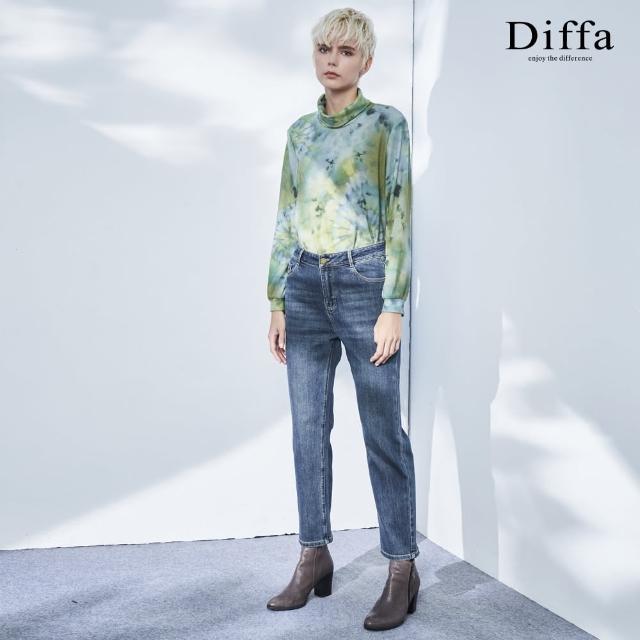 【Diffa】褲口開衩設計長褲-女(丹寧)