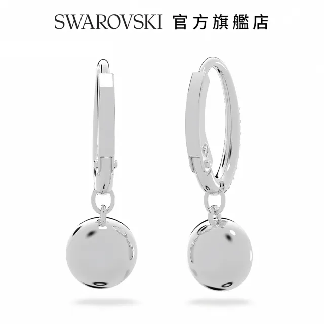 【SWAROVSKI 官方直營】Angelic 水滴形耳環圓形切割 白色 鍍白金色 交換禮物