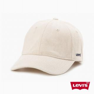 【LEVIS 官方旗艦】男女同款 可調式皮環丹寧棒球帽 / 精工刺繡Logo / 白丹寧 熱賣單品 D7589-0008