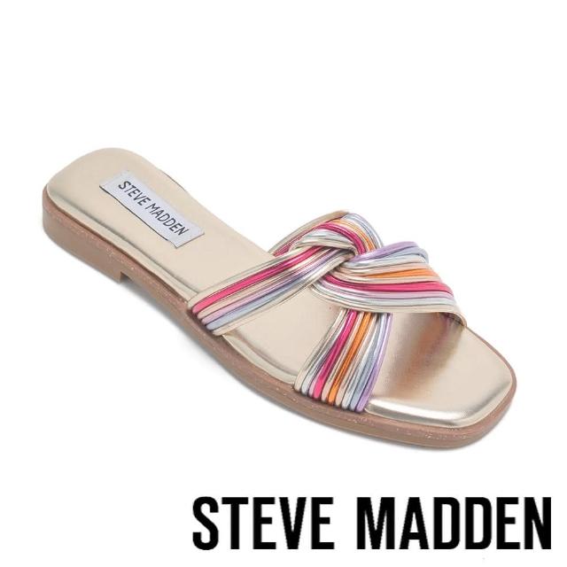 【steve madden】SLOANE 細帶扭結平底涼拖鞋(彩金色)