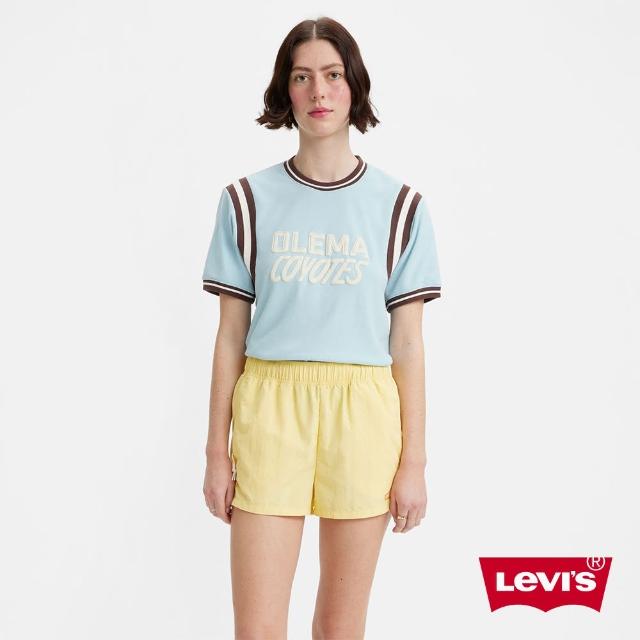 【LEVIS 官方旗艦】Gold Tab金標系列 女 寬鬆版短袖T恤/復古條紋運動風設計/ 淺藍 熱賣單品 A5986-0000(52)