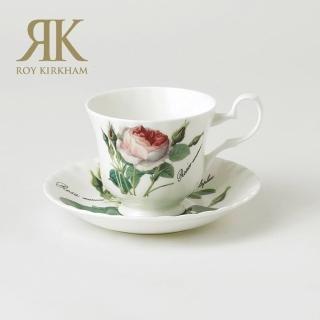 【英國ROY KIRKHAM】Redoute Rose 浪漫淺玫瑰系列230ML咖啡花茶杯盤組(英國製骨瓷杯)