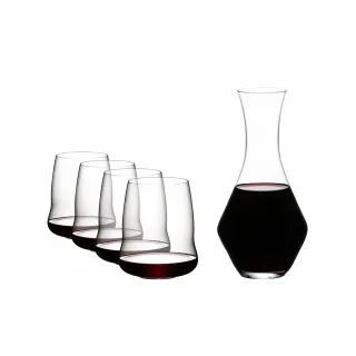 【Riedel】SL Wings 卡本內紅酒杯5件超值組禮盒-紅酒杯4入送醒酒器1入(超值組合送禮大氣)