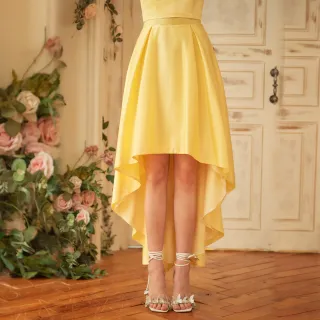【OMUSES】前短後長黃色婚紗緞裙13-32217(S-3L)