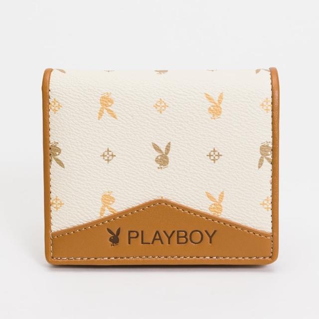 【PLAYBOY】壓扣短夾 Dynamic系列(米色)