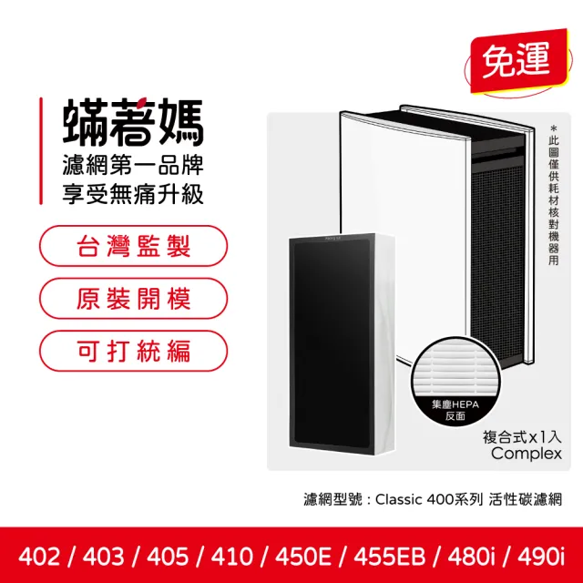 【蟎著媽】複合式濾網(適用 Blueair 400 403 405 450E 480i 490i 樂智 LUX AC7 空氣清淨機)