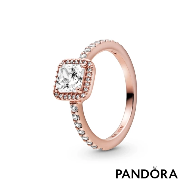 Pandora 潘多拉Pandora官方直營 方形璀璨光環戒指-絕版品