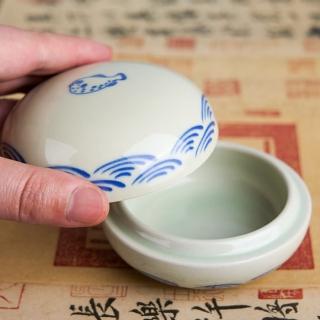 國畫書法陶瓷印泥盒(青瓷 用印 硃砂 朱印泥 文房四寶 篆刻 磨墨 鎮紙 裝飾 醬料碟 小菜盤)