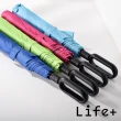【Life+】dazzling 黑膠環扣自動傘/輕量傘/陽傘/摺疊傘(8骨環扣傘 勾勾傘 自動勾勾傘 晴雨傘)