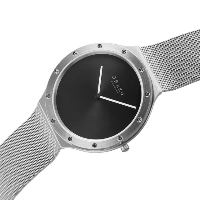 【OBAKU】簡單生活米蘭時尚腕錶-銀X黑(V285GXCBMC)