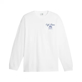 【PUMA】長袖 Classics Cafe Shirts 長T 白 藍 寬鬆 上衣 咖啡 男款(625243-02)