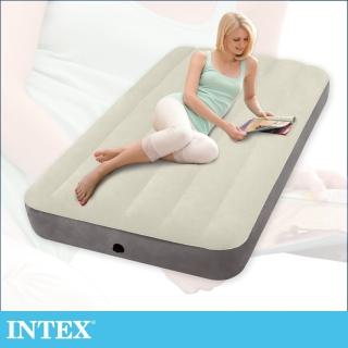 【INTEX 原廠公司貨】新型氣柱-單人加大植絨充氣床墊(寬99cm 64101)