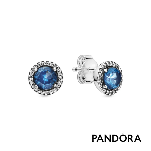 Pandora 潘多拉Pandora官方直營 藍色璀璨之圓針式耳環-絕版品