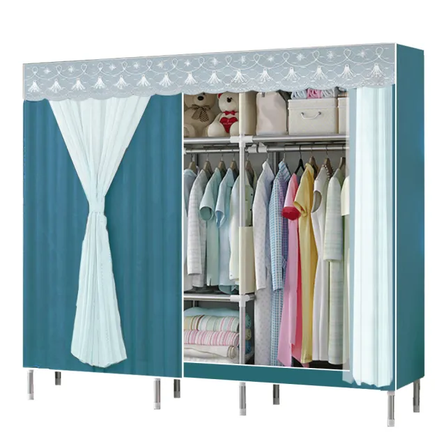 【VENCEDOR】窗簾式組合布衣櫥1.7米加寬加大2.5管徑(5色可選-1入)