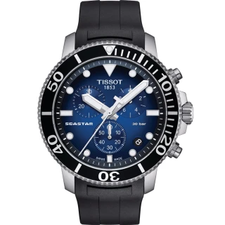【TISSOT天梭 官方授權】Seastar 海星300米潛水石英錶-橡膠款  戶外 春遊(T1204171704100)