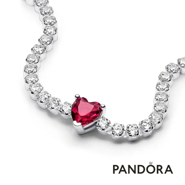【Pandora官方直營】璀璨之心紅色寶石手鏈