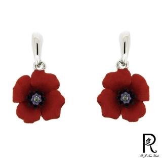 【RJ New York】盛開花卉鮮紅閃耀水鑽耳環(2款可選)